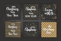 Christmas Cards With Hand Made Trendy Lettering -Merry Christmas And Happy New Year. Let It Snow