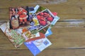 Christmas` cards. Small Christmas cards used in Brazil to be sent through the post office, colorful card with Christmas motifs, pe