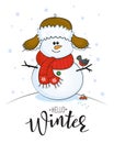 Christmas cards with snowman and winter lettering