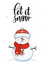 Christmas cards with snowman and winter lettering