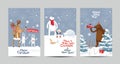 Christmas cards vector set - winter forest Royalty Free Stock Photo