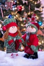 Christmas caroler dolls on display