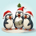 Christmas carolers penguins