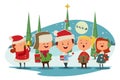 Christmas Caroling choir song carols. Vector winter background