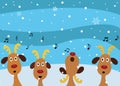 Christmas Carols by Reindeers Royalty Free Stock Photo