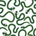 Christmas cartoon animals seamless snake pattern for new 2025 year wrapping paper and fabrics
