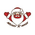 Christmas cartoon character. Santa Claus with surgical mask in flat style. COVID-19, Corona virus protection. Vector