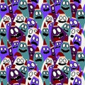 Christmas cartoon doodle seamless monster pattern for wrapping paper and fabrics and linens and kids Royalty Free Stock Photo