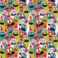 Christmas cartoon doodle seamless monster pattern for wrapping paper and fabrics and linens and kids Royalty Free Stock Photo