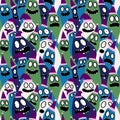 Christmas cartoon doodle seamless monster pattern for wrapping paper and fabrics and linens and kids Royalty Free Stock Photo