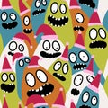 Christmas cartoon doodle seamless monster pattern for wrapping paper and fabrics and linens and kids Royalty Free Stock Photo