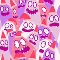 Christmas cartoon doodle seamless monster pattern for wrapping paper and fabrics and linens and kids Royalty Free Stock Photo