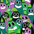 Christmas cartoon doodle seamless monster pattern for wrapping paper and fabrics and linens and kids Royalty Free Stock Photo