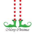 Christmas cartoon elfs legs on white background