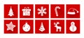 Christmas cartoon icons. New Year. Holiday decotarion set, red and white colors. Vector Royalty Free Stock Photo