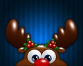 Christmas cartoon reindeer over blue background