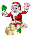 Christmas Cartoon Santa on Beach Royalty Free Stock Photo