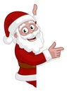 Christmas Cartoon Santa Claus Pointing Around Sign Royalty Free Stock Photo