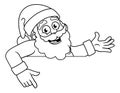 Christmas Cartoon Santa Claus Pointing Over a Sign Royalty Free Stock Photo