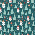 Christmas cartoon seamless pattern