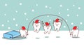 Christmas cartoon tooth with floss