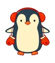 Christmas cartoons clip art. Christmas penguin clipart vector illustration Royalty Free Stock Photo