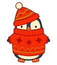 Christmas cartoons clip art. Christmas penguin clipart vector illustration