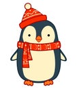 Christmas cartoons clip art. Christmas penguin clipart vector illustration Royalty Free Stock Photo