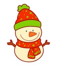 Christmas cartoons clip art. Christmas snowman clipart vector illustration