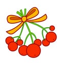 Christmas cartoons clip art. Viscum and berries vector illustration