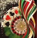 Christmas casino banner with poker cards