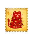 Christmas Cat Postage Stamp Sublimation Royalty Free Stock Photo