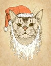 Christmas Cat. Vector illustration, eps10.