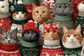 Christmas Cats Seamless Vector Pattern Royalty Free Stock Photo