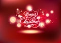 Christmas celebrate, ribbons calligraphy and magic shooting stars, red theme light glowing fireworks exploding backdrop party Royalty Free Stock Photo
