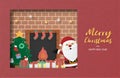 Christmas celebration greeting card in paper cut style. Vector illustration with Santa Claus. Design for backdrop, poster, banner Royalty Free Stock Photo