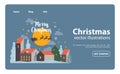 Christmas celebration web banner or landing page. Santa Claus flying Royalty Free Stock Photo