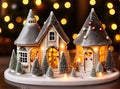 Christmas ceramic house candle POV dark watercolour Royalty Free Stock Photo
