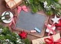 Christmas chalkboard, gift boxes, decor