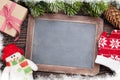 Christmas chalkboard, snowman and fir tree