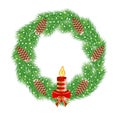 Christmas chaplet with cones and candle Royalty Free Stock Photo