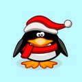 Christmas Character Penguin with a Santa Hat Royalty Free Stock Photo