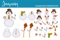 Snowman Christmas character constructor body parts and accessories