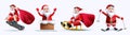 Christmas character vector design. Merry christmas text with xmas characters of santa claus, reindeer and snowman waving in winter Royalty Free Stock Photo