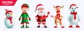 Christmas character vector set design. Santa claus, elf, reindeer, snowman and polar bear 3d christmas characters isolated. Royalty Free Stock Photo