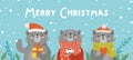 Christmas characters gray cats with gifts