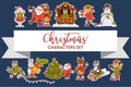 Christmas characters Santa Clause animals and elves snowman Royalty Free Stock Photo