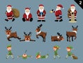 Christmas Characters Santa Deer Elf Various Poses Set 2