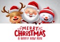 Christmas characters vector banner template. Merry christmas text in white empty space for messages with xmas character. Royalty Free Stock Photo