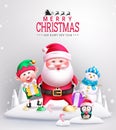 Christmas characters vector design. Merry christmas greeting text with santa claus Royalty Free Stock Photo